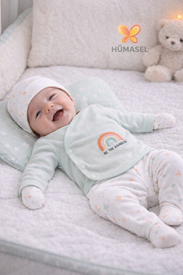 Little Life Kız Bebek Yenidoğan 5'li Askı Hastane Çıkışı Çıtçıtlı Bisiklet Yaka Uzun Kol Mint