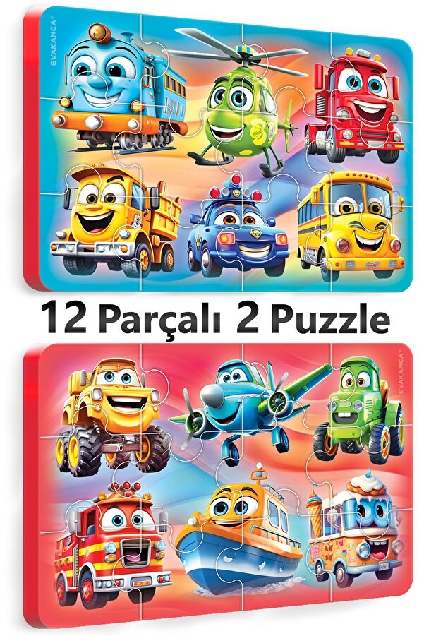 EVAKANCA 12 Parça Kalın EVA Puzzle Yapboz 2'li Araçlar
