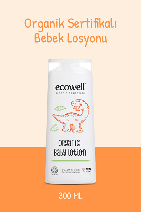 Ecowell Bebek Yüz Ve Vücut Losyonu, Organik & Vegan Sertifikalı, Nemlendirici Bebe Kremi, Parabensiz, 300ml