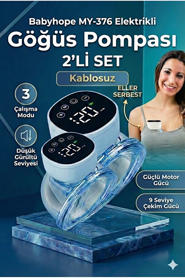 Babyhope My-376 Şarjlı Giyilebilir Elektrikli Göğüs Pompası Sessiz Ve Elleri Serbest Kullanım 2 Adet