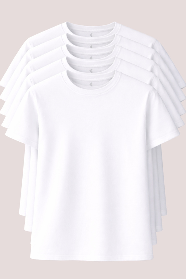 Montland Men's T-Shirt %100 Cotton, Soft Texture, Crew Neck, 5-Piece Package