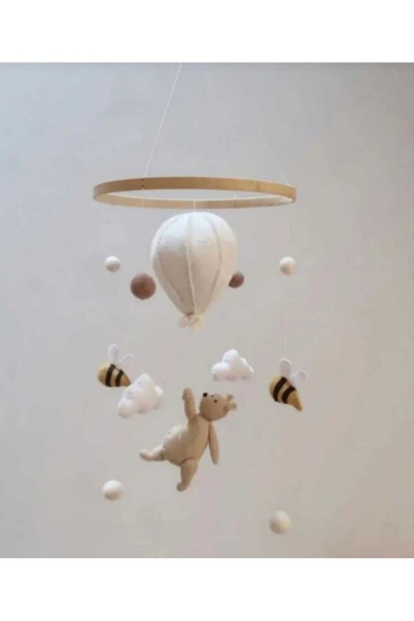 keçedekorr Balonlu bebek beşik süsü dönence,el yapımı keçe dönence