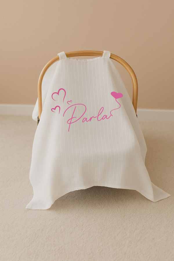 Bebe wini %100 Pamuklu Müslin Tek Kat İsimli Puset Örtüsü