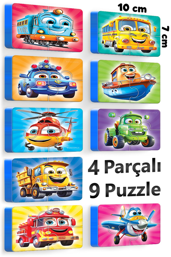 EVAKANCA 4 Parçalı 9 Adet Kalın EVA Puzzle Yapboz Araçlar