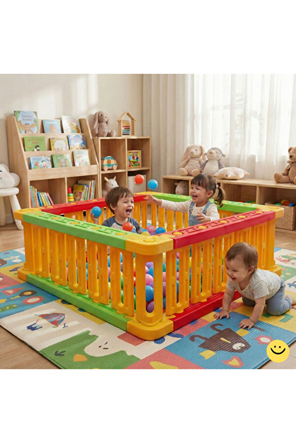 MUPARK Kare Top Havuzu 136 cm Kaydırak Uyumlu Çocuk Oyun Parkı Geniş Bahçe ve Ev Tipi