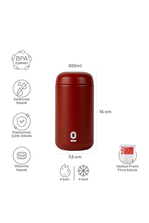 Espressolab Kırmızı Paslanmaz Çelik Mini Mug Termos 300 ml | No:119