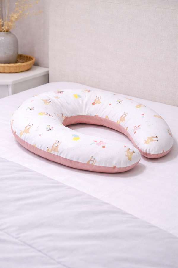 NİSSOFT Çift Taraflı Yıkanabilir Emzirme Yastığı /Bebek Destek Minderi, Hamile Yastığı, %100 Pamuk