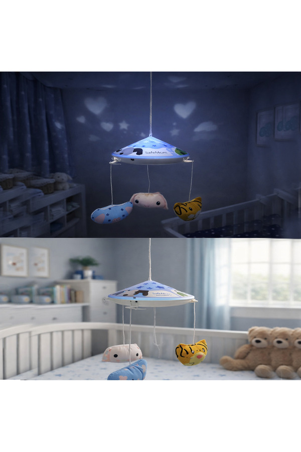 CHUBBY BABY Bebek Gece Lambası – Yıldız ve Kalp Yansıtmalı, Asılabilir Uyku Lambası