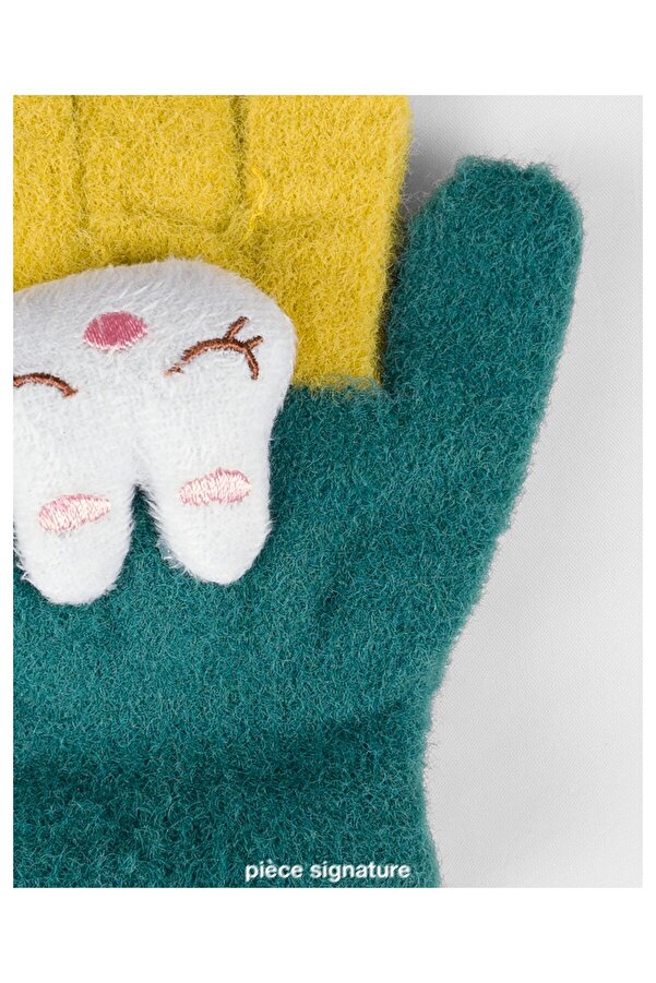 PIECE SIGNATURE Sevimli Tavşan Aksesuarlı Yumoş Çocuk Eldiven ( 1-3 Yaş )
