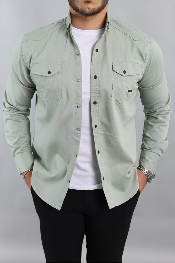 YXC Slim Fit Men's Denim Shirt Aqua Green