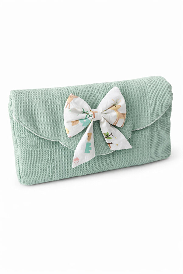 Jaju Baby Nest Yeşil Wafle Pike Kumaş Ceylan Tasarım Bebek Alt Açma Çantalı (sürpriz Altaçma)