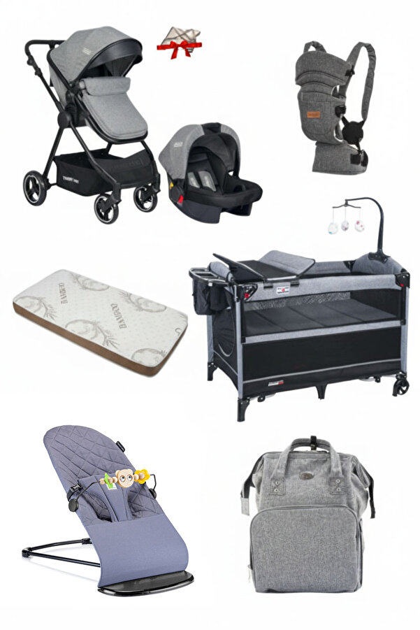 Calvin Baby 8 Parça Lüks Çeyiz Seti Travel Sistem Bebek Arabası,AnneYanı,AnaKucağı,Yatak,Kanguru,Çanta,Yağmurluk