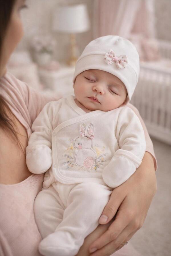 BYS BABY FASHION 10 Parça %100 Pamuklu Yenidoğan Kız Bebek Hastane Çıkış Zıbın Seti (Kutulu)0-3 Ay