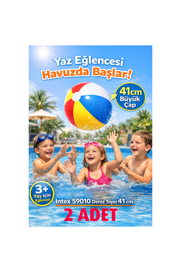 direkstoktan Şişme Deniz Havuz Oyun Topu 41 cm / 2 ADET / Glossy Panel Ball Multicolor