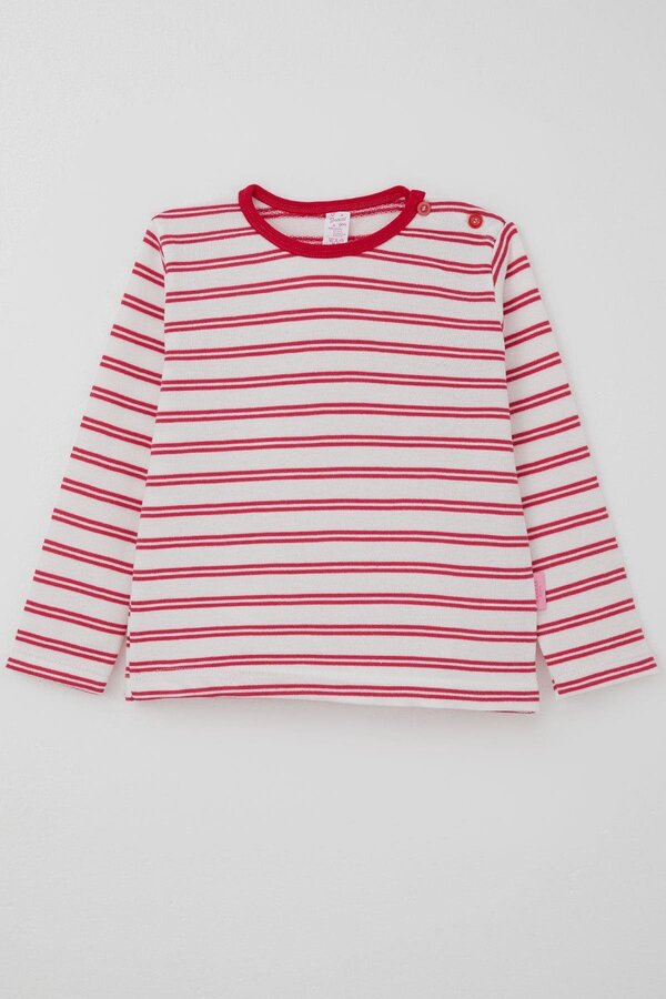 Breeze Kız Bebek Uzun Kollu Tişört Patlı Çizgili 9 Ay-3 Yaş, Beyaz