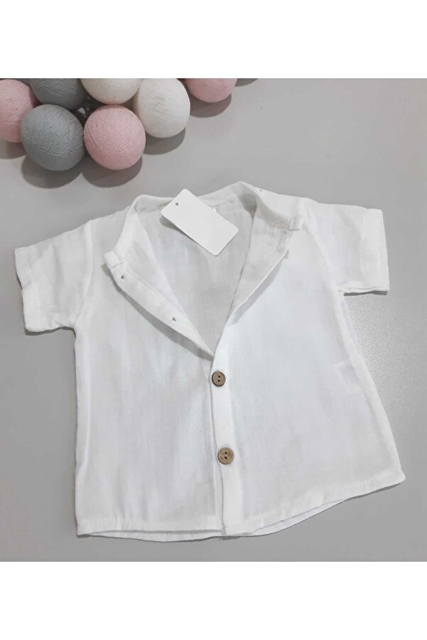 Sönmez Baby PAMUKLU MÜSLİN YAZLIK DÜĞMELİ BEBE ÇOCUK TEK ÜST GÖMLEK