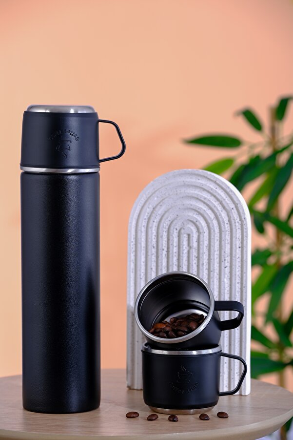 Bienly 3 Bardaklı 500 ml Paslanmaz Çelik Termos | BPA Free | SUS304 | 6 Saat Sıcak 12 Saat Soğuk