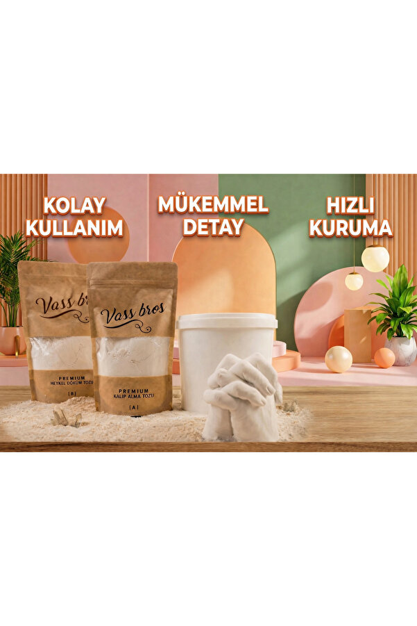Vass Bros Products El Heykeli, Heykel Yapma Kiti Çiftler İçin Premium | Evde Kendin Yap 3D Kalıbı | Özel Anı & Hatıra