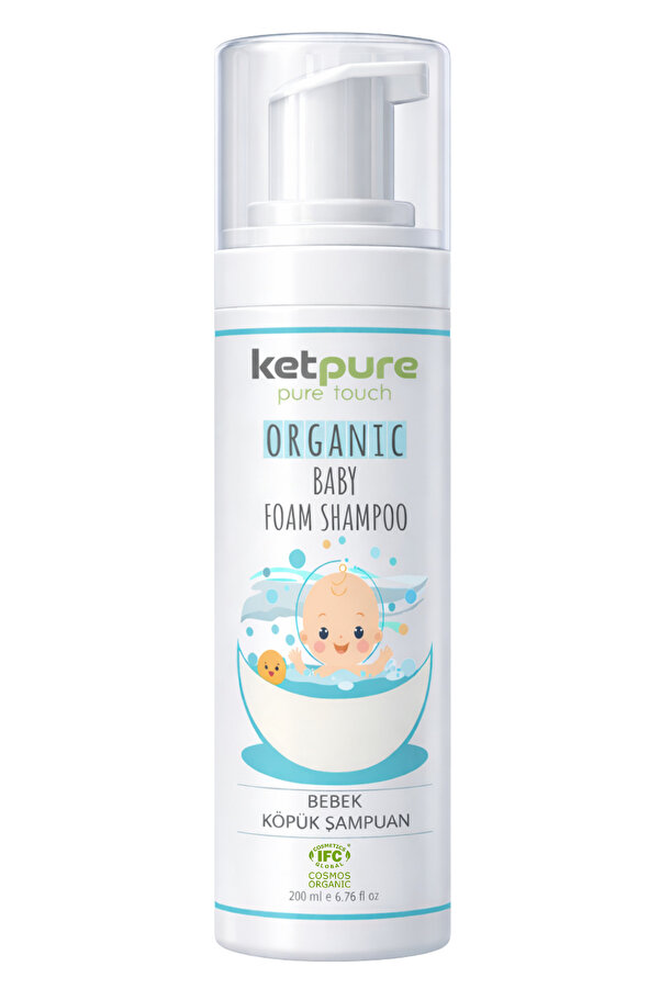 ketpure Organik Bebek Köpük Şampuan – Yenidoğandan İtibaren | Saç Ve Vücut İçin – 200 ml