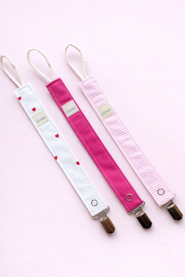 Le Petite Histoire 3'lü Emzik Askısı - Emzik Zinciri %100 Pamuk - Yıkanabilir