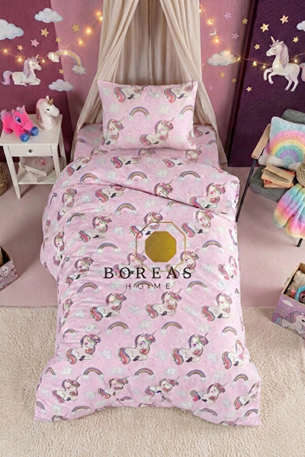 Boreas Home | Unicorn Pembe | Tek Kişilik Nevresim Takımı |