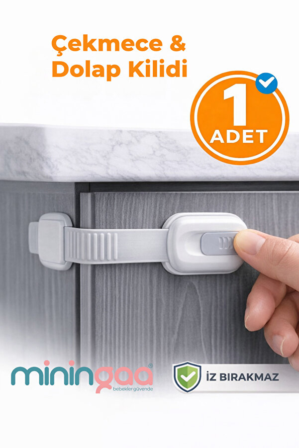 Miningaa Iz Bırakmaz Yapışkanlı Ayarlanabilir Boyut Çok Amaçlı Dolap Ve Kapı Kilidi Bebek Güvenlik