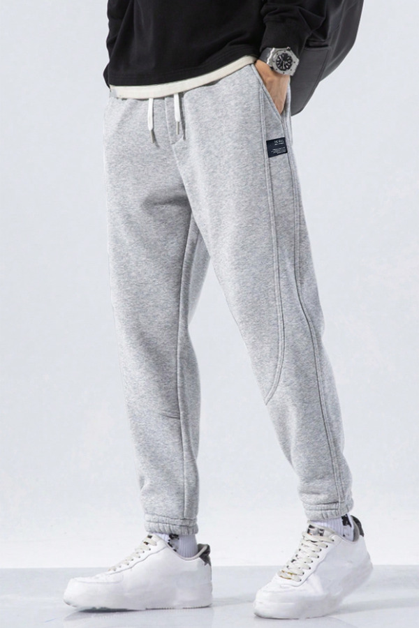 Kışlık 3 İplik Şardonlu Rahat Kesim İçi Polarlı Beli Bağcıklı Jogger Gri Spor Eşofman Altı RF0621