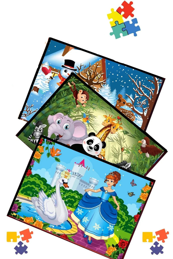 Toyspark Puzzle-24 Parça 3 Lü Set- 3 Yaş Puzzle