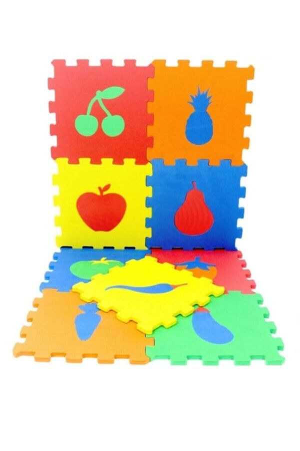 BebeMango 9 Parça Büyük Boy Sünger Yapılı Oyun Karosu Yer Matı Puzzle Yapboz-Sebzeler