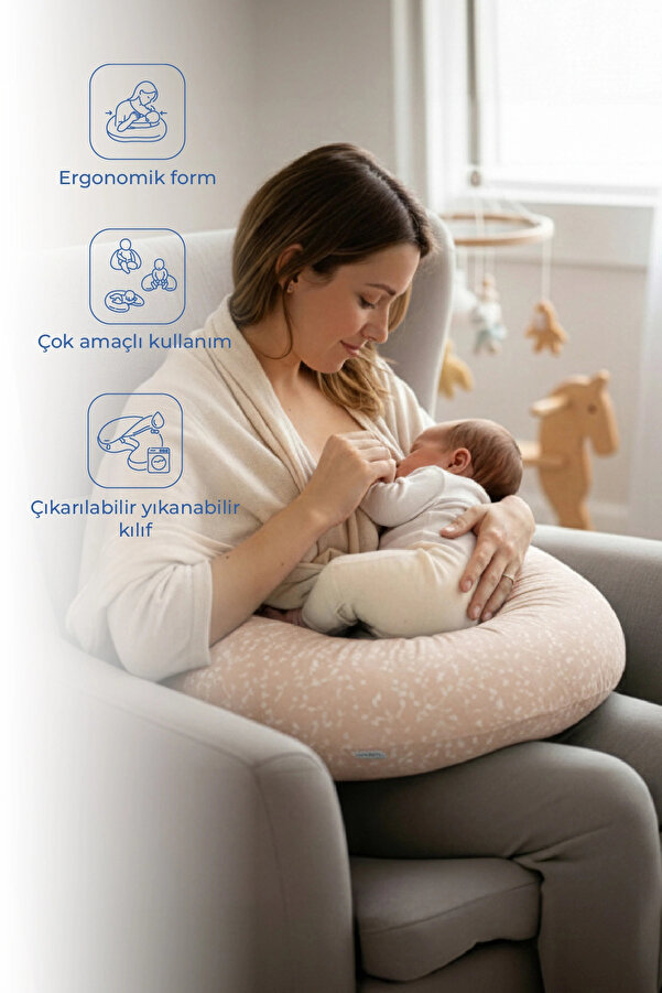 Babyjem Emzirme Ve Destek Minderi Somon Çiçek