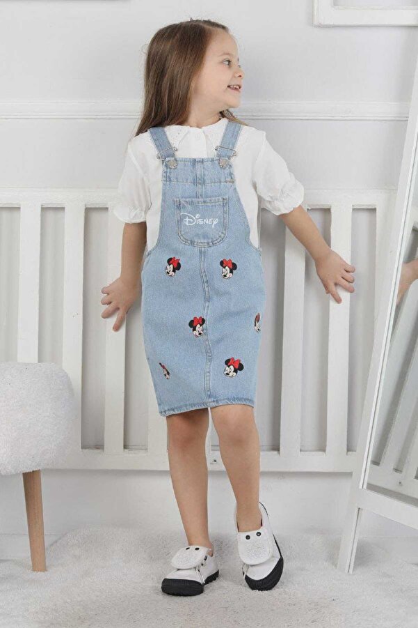 YARENKİDS Mickey Mouse Desenli Çocuk Kot Jile Elbise