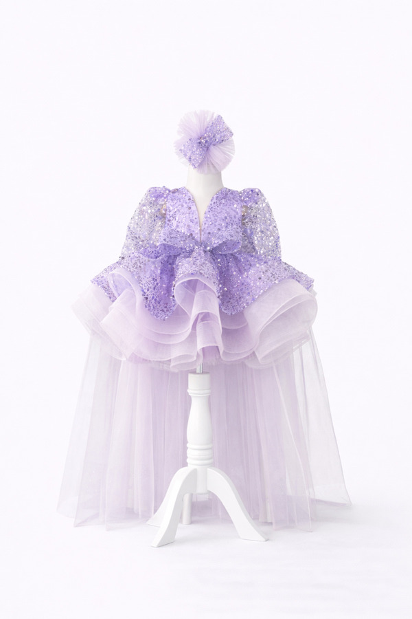 GNL BUTİK Kız çocuk lila abiye parti mezuniyet doğum günü elbisesi