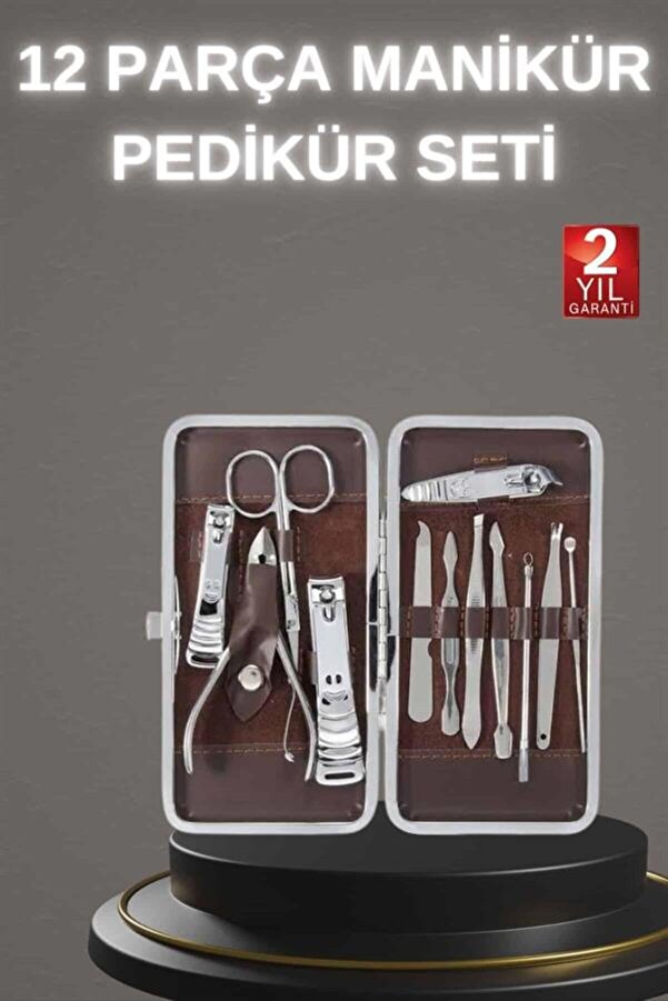 isiltikidsmoda 12 Parça Paslanmaz Çelik Kompakt ve Taşınabilir Manikür Makası Tırnak Makası - Lisinya