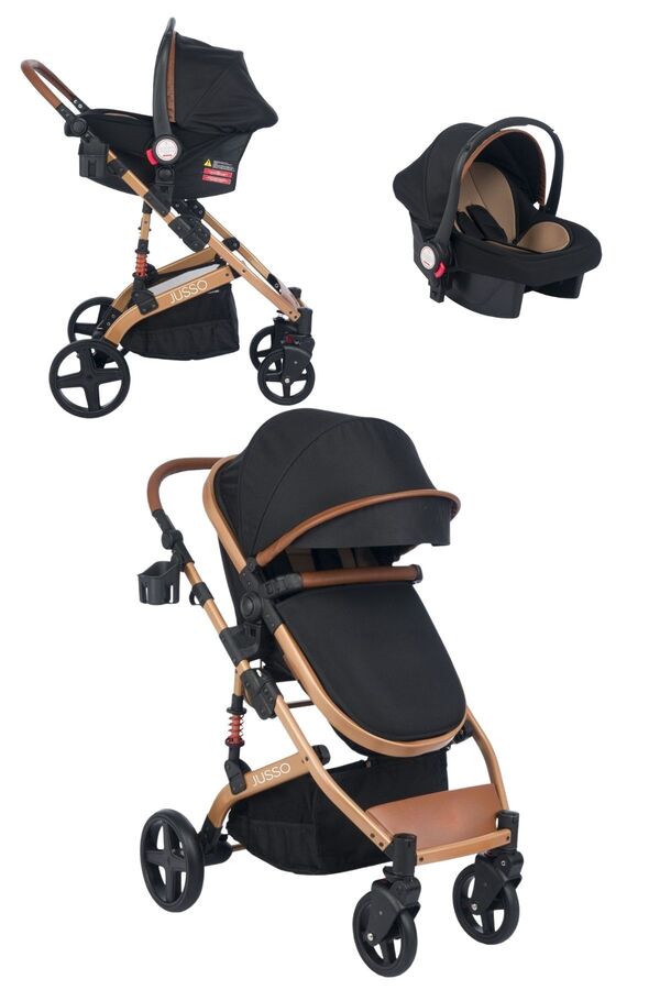 Jusso Pro Max Travel Sistem Bebek Arabası Gold Siyah