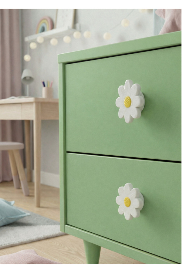 Rekatech Design Papatya Model Çocuk ve Bebek Odası Çekmece Dolap Kulpu