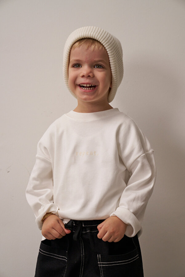 Oh La La Koala For Little Ones Beyaz Nakışlı Oversize Uzun Kollu T-shirt