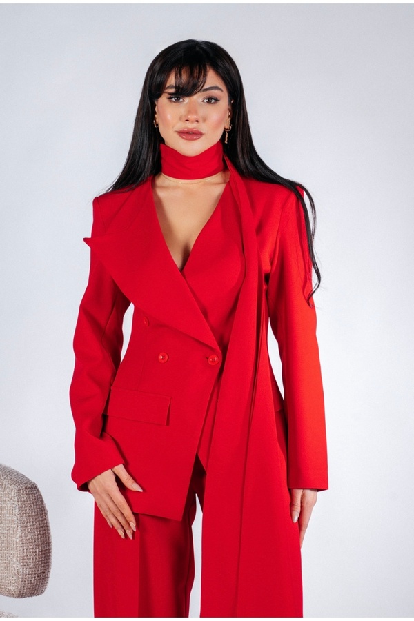 HOEK Women's Shawl Detailed Buttoned Jacket Trousers Suit