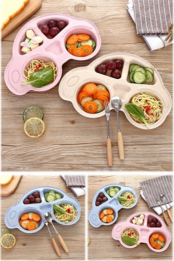 Munico Araba Şeklinde Bebek & Çocuklar Için Kahvaltı Tabağı Mama Tabağı Tablod Eğlenceli Iştah Açıcı Tabak