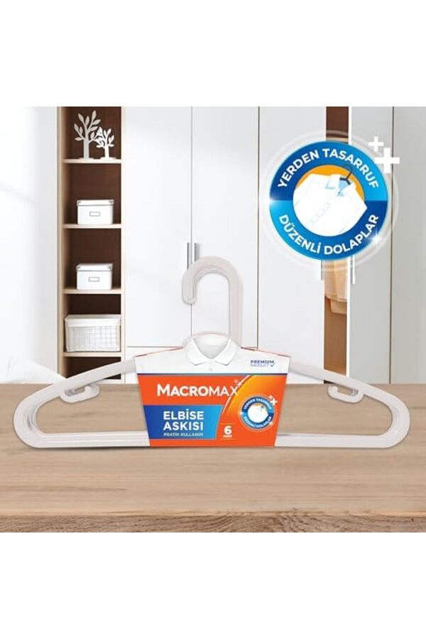 esplendor espshopx Elbise Askısı 6'lı Paket (Beyaz/Siyah), Düzenli Dolaplar İçin Pratik Kıyafet Askısı 111993