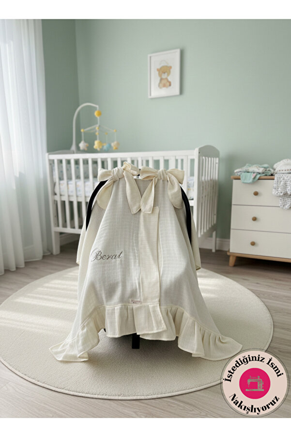 CARTI Tek Kat Müslin Fırfırlı Nakışlı Puset Örtüsü