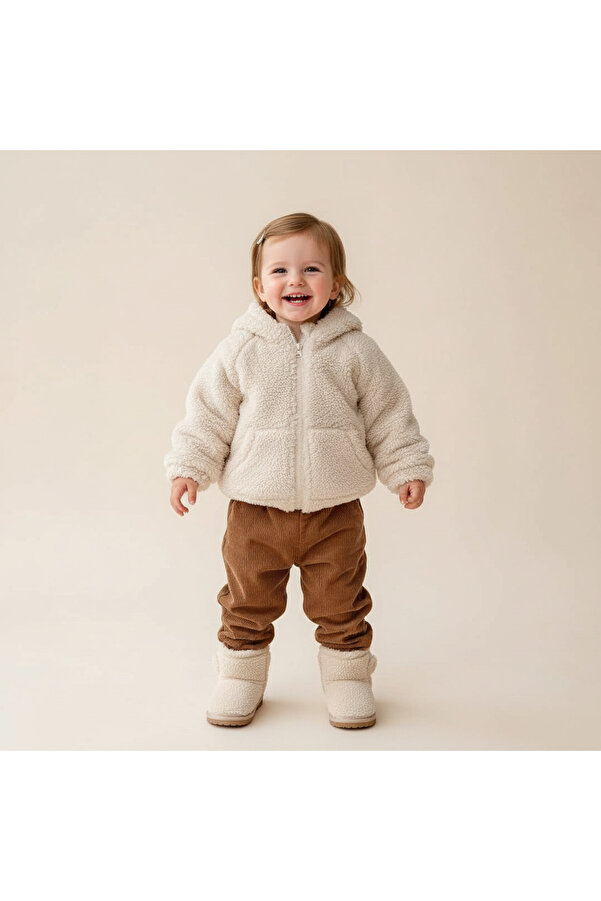 melisam.msg Bebek Kız Erkek Çocuk Pelüş Mont Kış Mevsimlik Kadife Astar Sevimli Kumaş