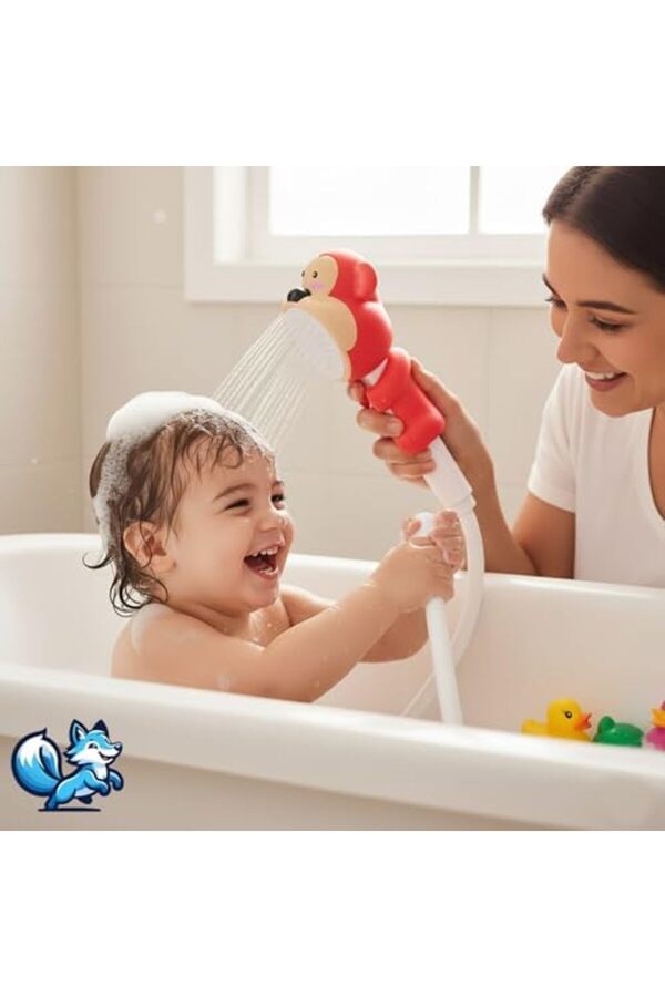 esplendor espshopx Sevimli Hayvan Figürlü Bebek Duş Başlığı – Annelerin Yardımcısı Eğitici Banyo Oyuncağı, Kol