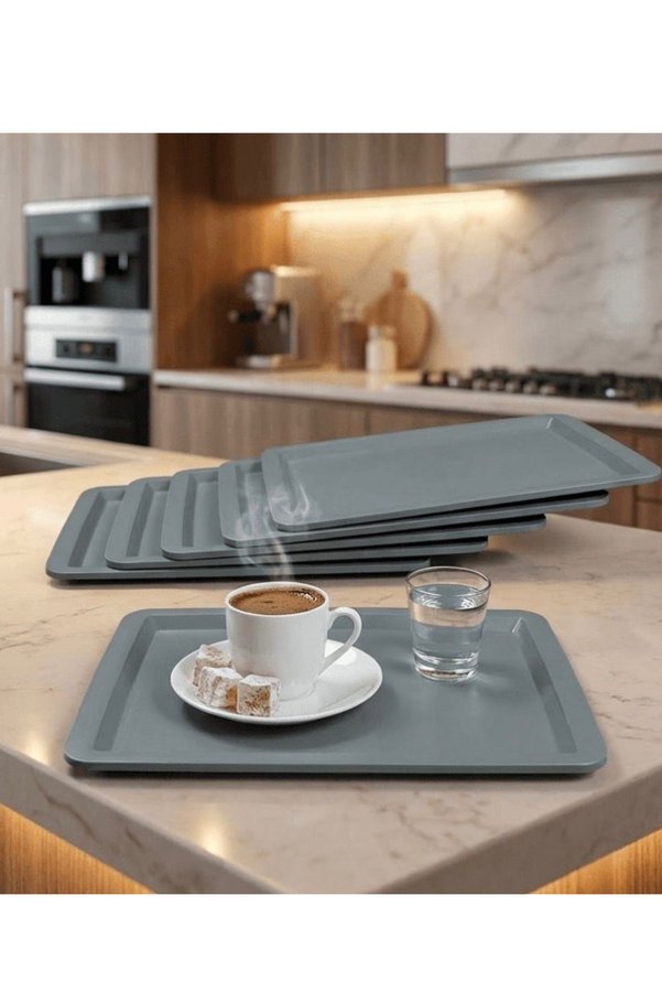 hemlife Plastic Serving Presentation Tray Set of 6 – Multi-Purpose Lightweight and Durable Tray