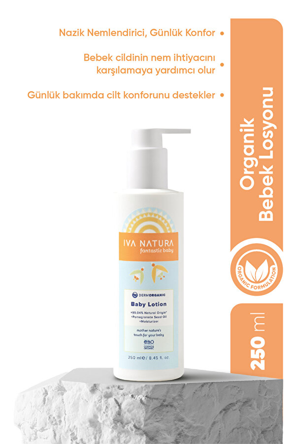 Iva Natura Organik Sertifikalı %98 Doğal Besleyici Bebek Losyonu Shea Ve Nar Özlü 250ml
