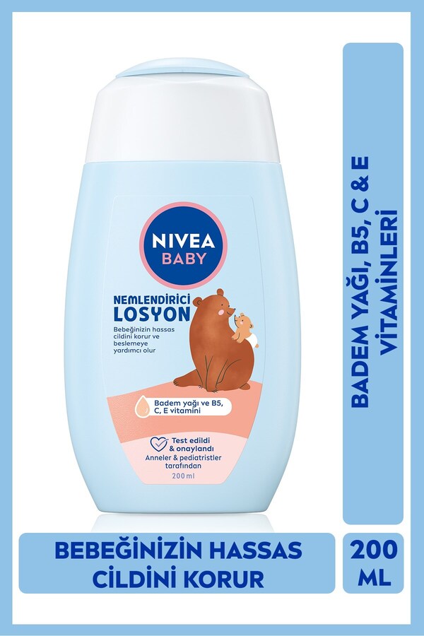 Nivea Baby Baby Bebek Nemlendirici Losyon 200ml, Hassas Cilt, Bebek Cilt Bakım, Yoğun Nemlendirme