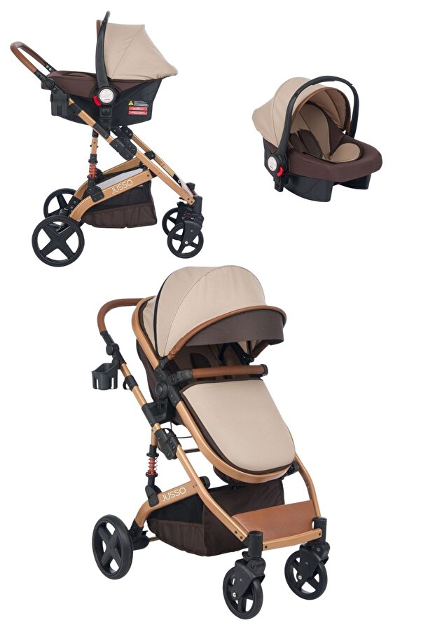 Jusso Pro Max Travel Sistem Bebek Arabası Gold Kahve
