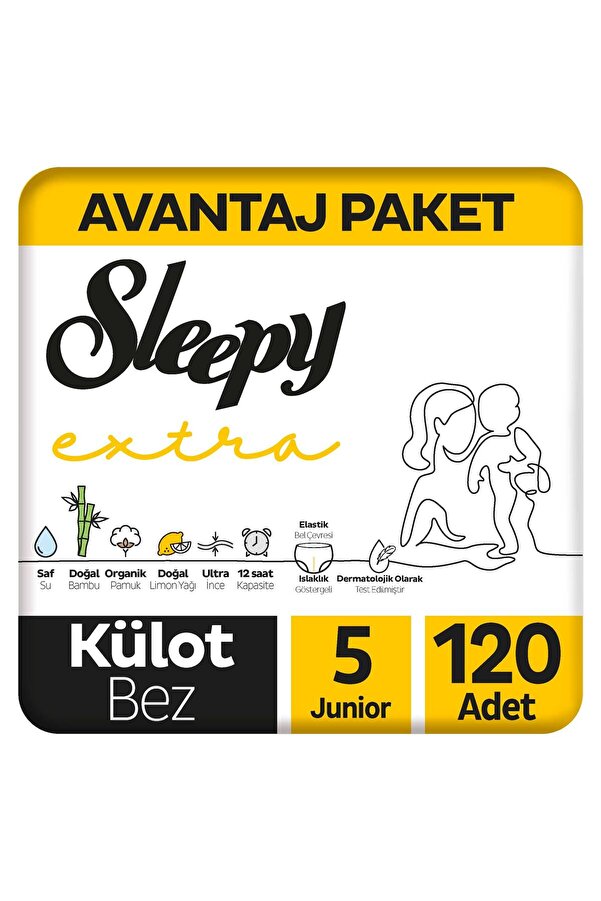 Sleepy Extra Günlük Aktivite Avantajlı Paket Külot Bez 5 Numara Junior 120 Adet