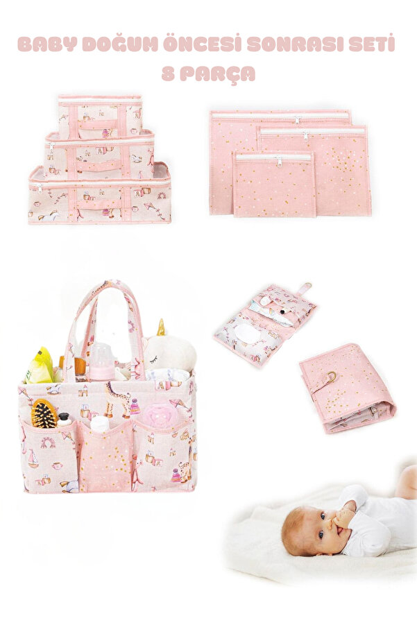 PONÇİK BEBEK Baby Doğum Çantası Çok Kullanışlı Düzenleyici Set 8 Parça