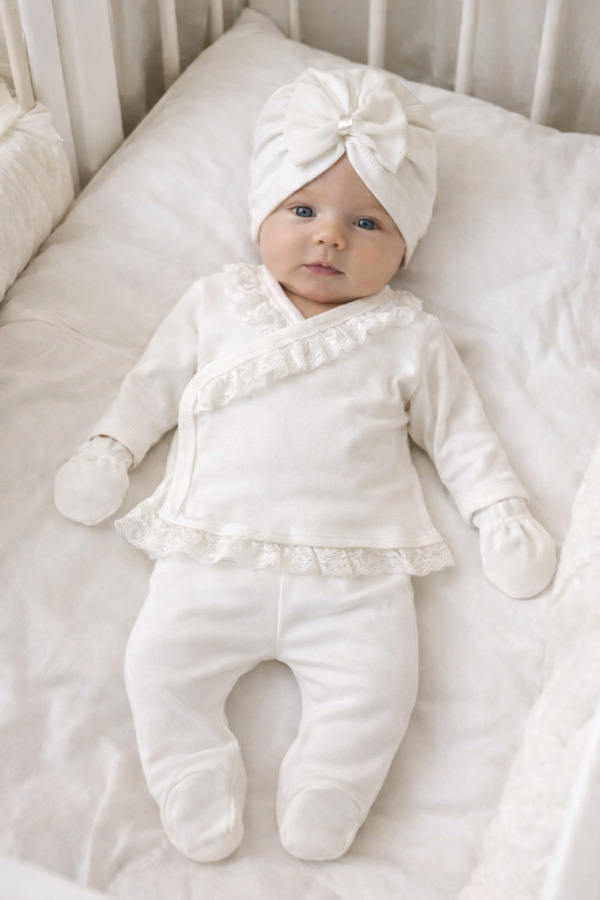 My Babies Label Kız Bebek Dantel Detaylı 5'li Yenidoğan Hastane Çıkışı