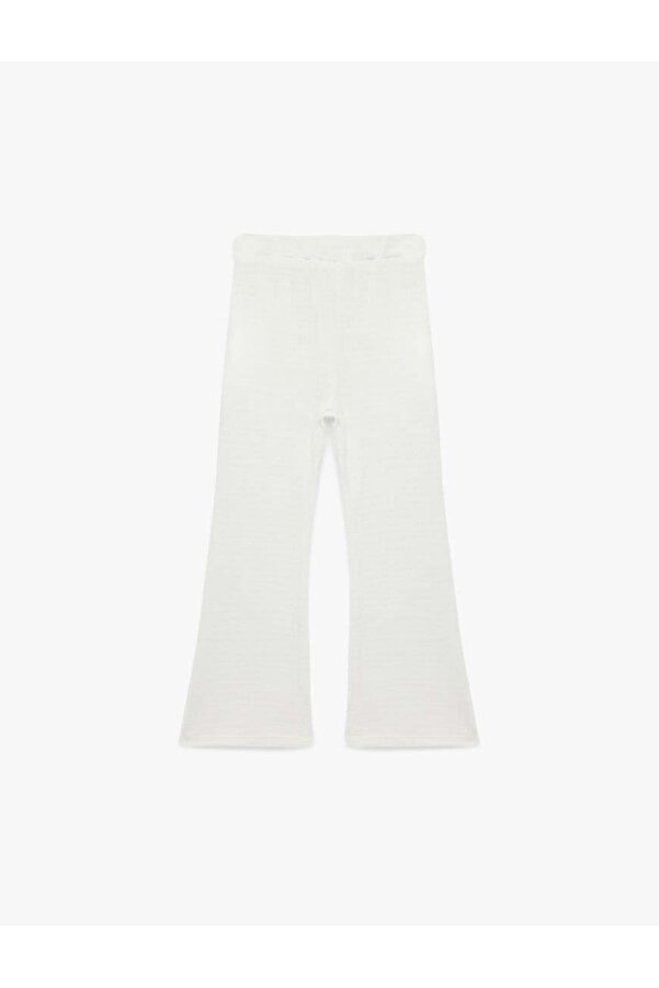 Koton Viskon Karışımlı İspanyol Paça Ekru Kız Bebek Tayt 6SMG40004AK